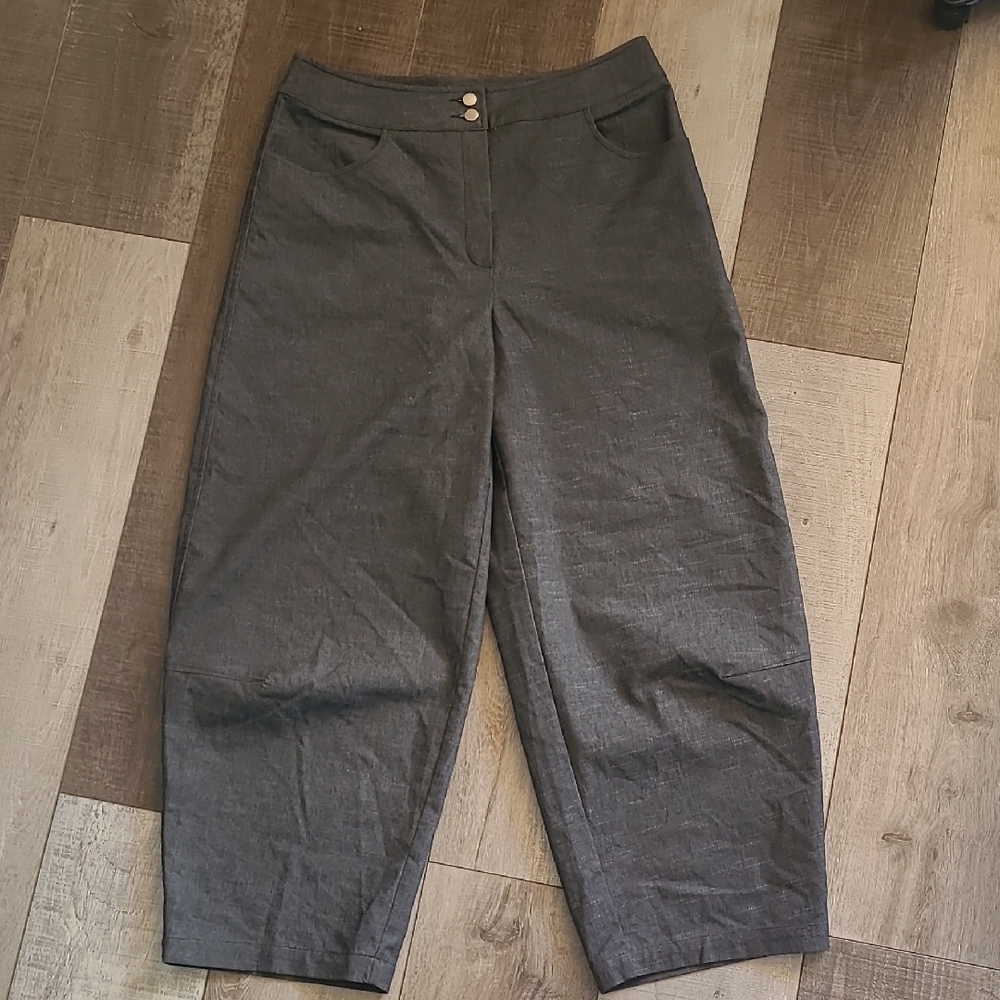 LUNN by Lilith - Stylish Gray Barrel-Leg Pants